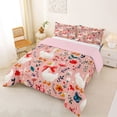 thumbnail image 2 of Manfei Cute Bow Duck Animal Queen Comforter Set for Boys Girls, Rustic Floral Bedding Comforter Set, Pink Reversible, 3-Piece, 2 of 6
