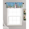 thumbnail image 3 of Blue Christmas Snowman Linen Curtain Valance for Bedroom/Bathroom/Kitchen/Office/Living/Dining Room Window,Xmas Tree Winter Snowflake Rod Pocket Topper Decorative Cafe Drapes Panel 60"x18", 3 of 6