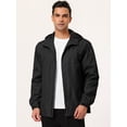 thumbnail image 3 of Sudadera con capucha para hombre Rompevientos Deportes Senderismo Ciclismo Cordón al aire libre Cremallera Anorak Chaquetas Prendas de abrigo Negro medio Unique Bargains Chaqueta, 3 of 6