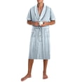 thumbnail image 5 of Men’s Summer Bathrobe Lightweight & Breathable Short Sleeve Robe with Pockets Men's Solid Color V Neck Belt Bathrobe, 5 of 9