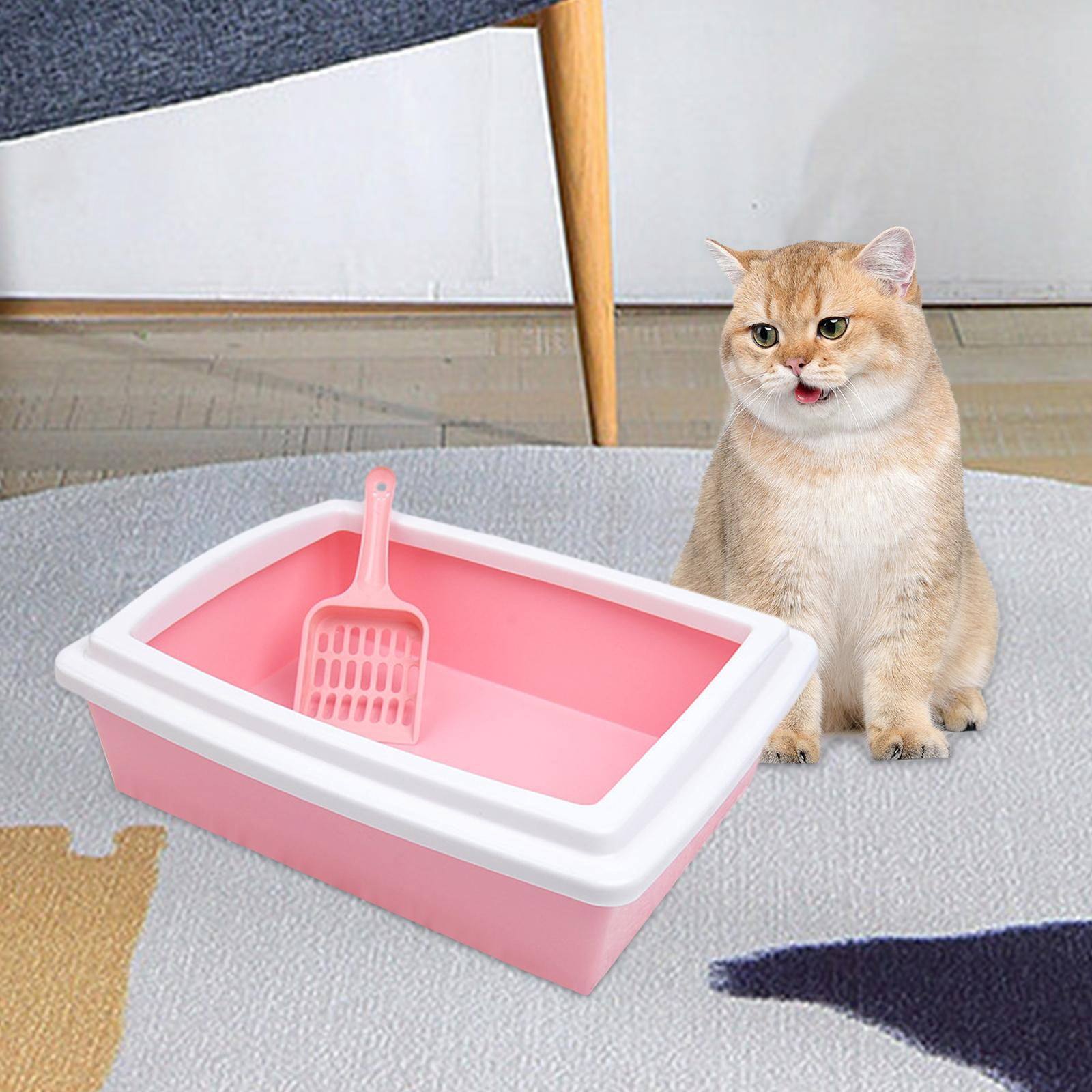 YWMJZEU Cat Litter Box Cats Litter Pan for All Kinds of Cat Litter Easy Clean Sturdy Cat Pink