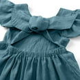 thumbnail image 6 of Efsteb Summer Dress for Girls Cotton Linen Ruffle Backless Sleeveless Casual Beach Party Dresses (Blue,5 Years), 6 of 7