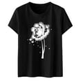 thumbnail image 3 of Womens Fashionable Dandelion Printed Round Neck Short Sleeved Sports Casual T Shirt Womens Athletic Tops Short Sleeve T Shirts Short Sleeve under 10 T Shirt Women Loose Women Tees And Tops Long Sleeve, 3 of 4