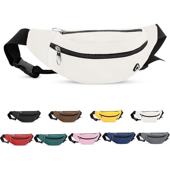 Fashion Large Fanny   Crossbody Belt Bag for Women and Men,Lightweight Bag with Zipper and Pockets for Running and ,Water Resistant,Hands  Phone Carrying(Beige)