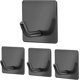 thumbnail image 1 of Self-Adhesive Wall Hooks Black Stainless Steel Wall Hooks 4 Pieces Rustproof And Waterproof Hooks Leave No Trace Home And Office, 1 of 4
