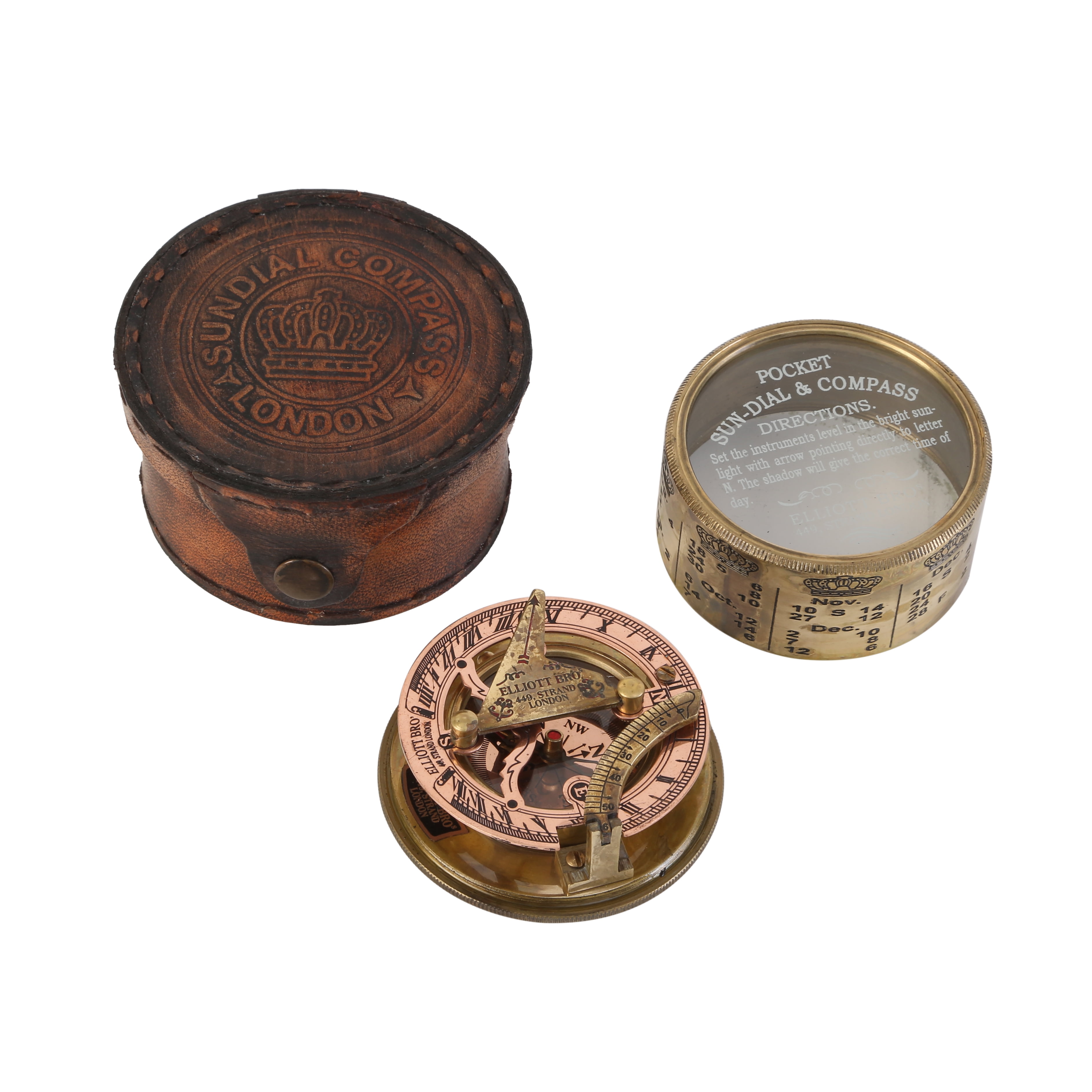 Marine Sundial Compass With Leather Case & Calendar Engraved Baptism Gifts with Leather Case for Loved Ones, Son, Love, Partner