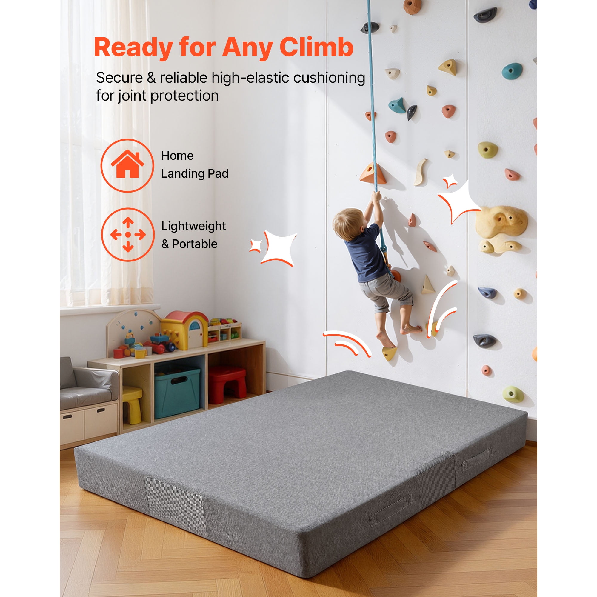 KFFKFF Crash Pad, 6 x 4 ft Sensory Mat with Soft Foam and Removable Cover, Large Pillow Mat for Kids and Adults for Jumping, Playing, Climbing, and Gymnastics