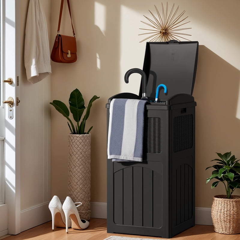 Homall Homes 36 Gallon Trash Can Plastic Kitchen Trash Can,Black