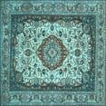 thumbnail image 1 of Ahgly Company Indoor Square Medallion Light Blue Traditional Area Rugs, 8' Square, 1 of 4