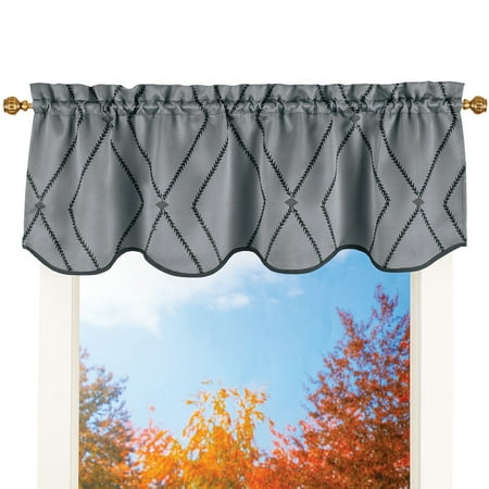Living Room Drapes And Valances Diamond Lattice Blackout Window Valance Curtain, 99% Light Blocking, Insulated, Noise Reducing with Large Print Modern Geometric Design ()