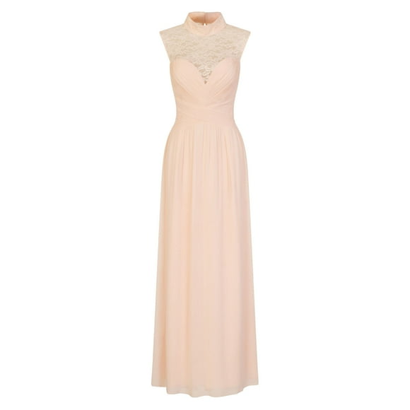 Little Mistress Womens Lace Yoke Maxi Dress