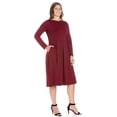 thumbnail image 2 of 24/7 Women's Plus Size Comfort Apparel Long Sleeve Fit and Flare Plus Size Midi Dress, 2 of 4