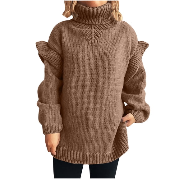 Tnhcen Women's High Neck Sweater Lace Trimmed Knitwear Nylon Spandex Sweater Autumn Winter Warm Sweater Floral Embroidered Sweater Soft Matte Finish S-L