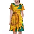 thumbnail image 1 of Balery Vibrant Sunflower Painting Vestidos sueltos de manga corta para mujer, vestidos de verano 2025, vestidos casuales de corte A con vuelo., 1 of 6