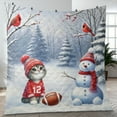 thumbnail image 4 of Hello Winter Manx Football Snowman Welcome Snowy Morning Quilt Blanket Cat Lover Kitten Owner Gifts Cozy Comforter Throw Blanket - 01012, 4 of 5