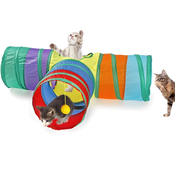 CHIKANSTORE Cat Tunnels Tubes Collapsible 3 Way with Ball for Animal Activity Tunnel Toys for Cat Rabbits Bunny Guinea Pigs