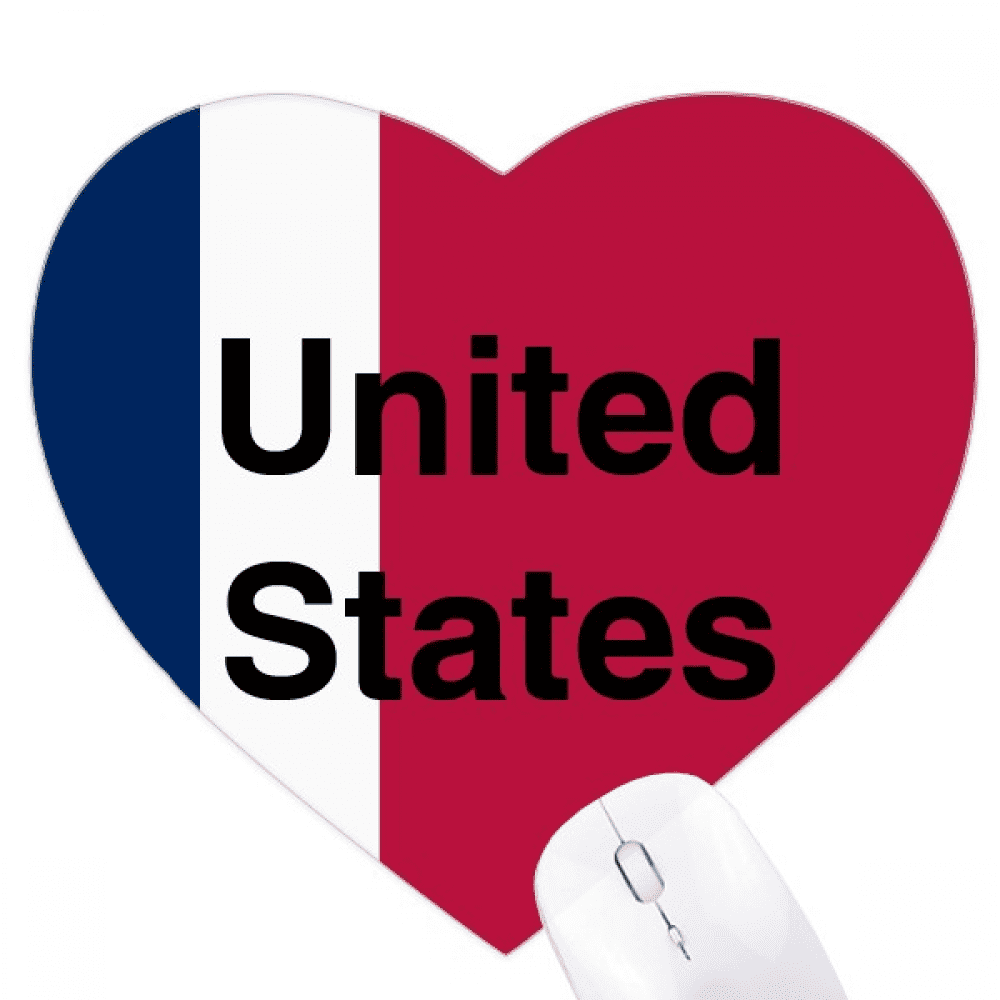 United States America Flag Colors English Heart Mousepad Rubber Mat