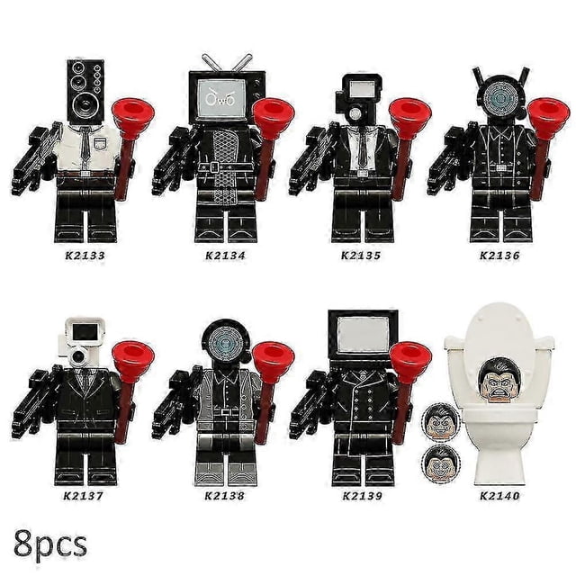 8pcs/set Skibidi Toilet Game Building Block Toys Tv People Speakerman Monitor Cameraman Figures Doll Decoration