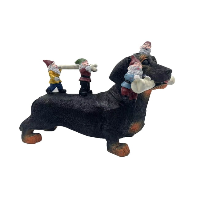 Décorations de Noël Extérieures, Statue de Nain Teckel en Résine pour Décoration de Patio et de Carnaval