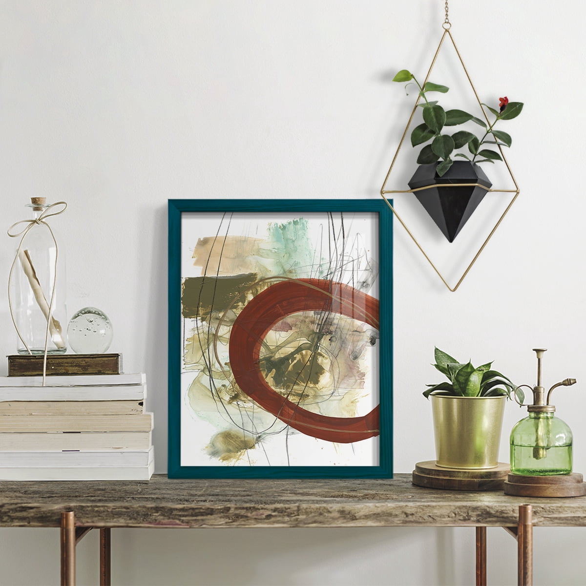 Rusted Loops II - Framed Print w/glass - Ocean Blue