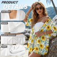 thumbnail image 6 of FKEKYI Sunflower Leaf Print Womens Summer Short Set 2 Piece Sets Vacation Outfits Open Front Shirt Top & Shorts with Elastic Waist Beachwear Lounge Set, XL, 6 of 7
