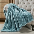 thumbnail image 6 of Home Soft Things Jacquard Faux Fur Throw - Silver blue - 50" x 60", 6 of 9