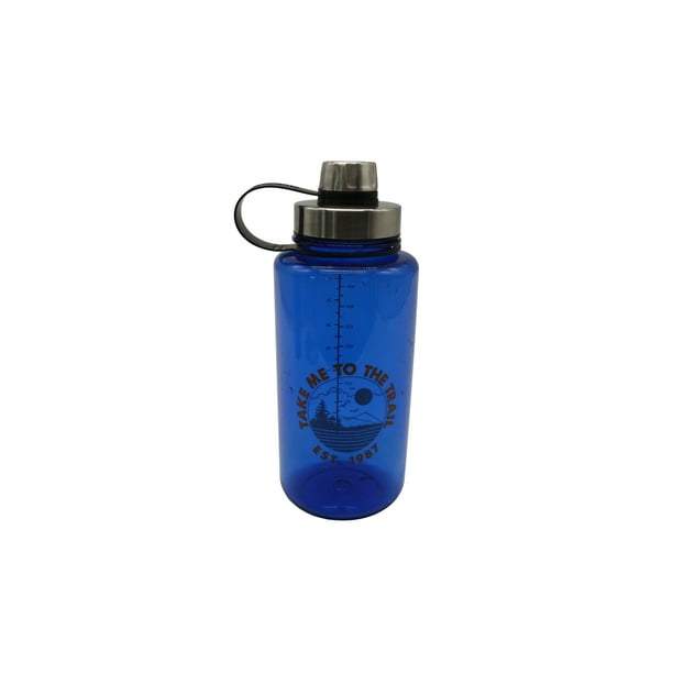 Ozark Trail 32 oz Blue Plastic Water Bottle with Wide Mouth and Flip