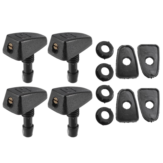Universal Ajustable Parabrisas Arandela Boquillas Kit Negro - 12 Uds