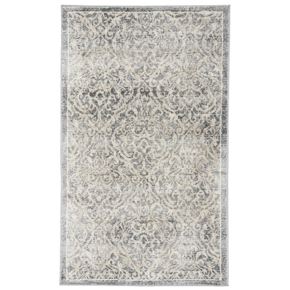 SAFAVIEH Brentwood Dilara Damask Area Rug, 2' x 4', Light Grey/Blue
