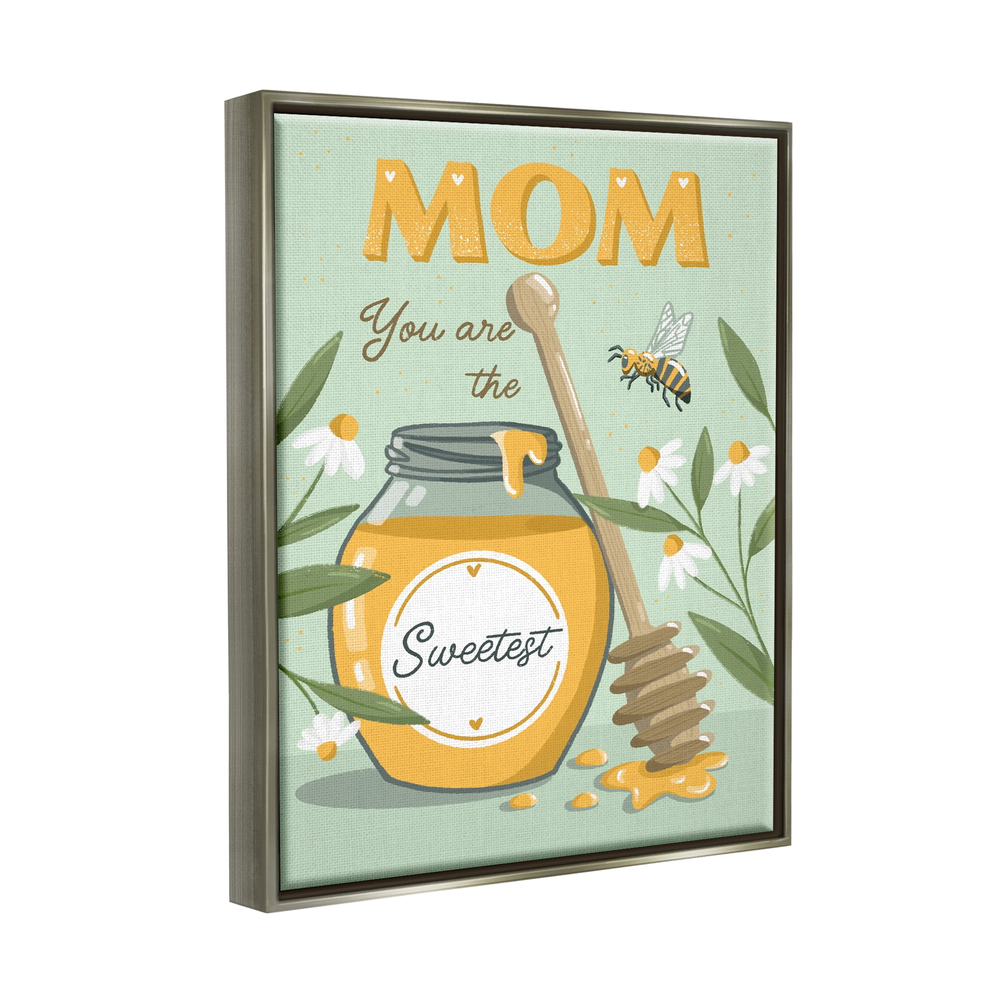 Stupell Industries Mom You Are The Sweetest Honey Jar Holiday Painting Gray Floater Framed Art Print Wall Art