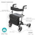 thumbnail image 2 of Andador con ruedas HealthSmart Walker con asiento y respaldo, altura de manija ajustable, compatible con FSA HSA, bolsa de almacenamiento extraíble y un marco liviano y duradero que se pliega y soport, 2 of 5