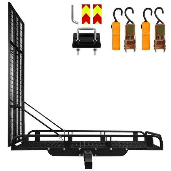 800 Lbs Ramp Trailer Hitch Cargo Carrier, 49.2 Inch Alloy Steel Hitch Cargo Carrier, Heavy Duty Hitch Mount Cargo Carrier with Ramp for Vans Cars SUV Trucks
