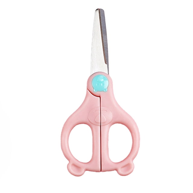 Pink Pink Portable Childrens Complementary Scissors With Cover Safe And Convenient For Toddler Food And Kitchen Food Grade Stainless Steel Easy To Clean Stainless Steel Material Childrens