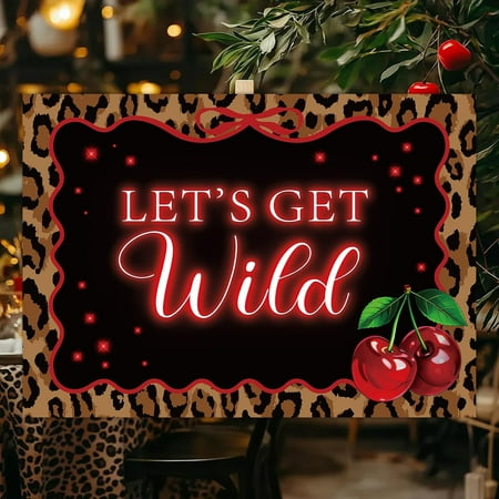 7x5Ft Let's Get Wild Backdrop Leopard Cherry Birthday Photography Background Jungle Safari Animal Birthday Bachelorette Party Decorations Banner Supplies Photo Booth Props
