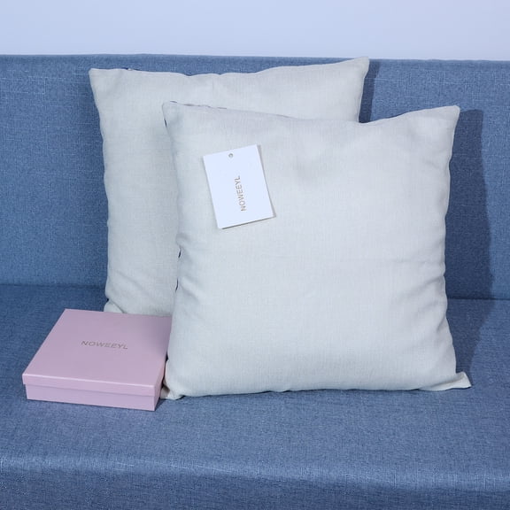 NOWEEYL Pack of 2 Couch Throw Pillow Covers 18x18 Inch Neutral Beige Modern Boho Accent Decorative Pillow Covers Soft Chenille Farmhouse Cushion Covers for Home Decor Bed Sofa Living Room