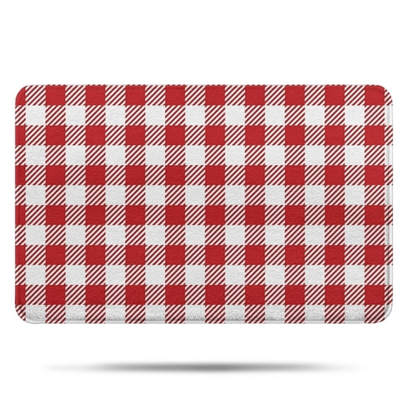 Red and White Plaid Pattern Bathroom Rugs Mat,Non Slip Microfiber Bathroom Rug,Rubber Backing,Soft Bathroom Mats for Bathroom Floor,Tub and Shower,17x27in(43x68cm)