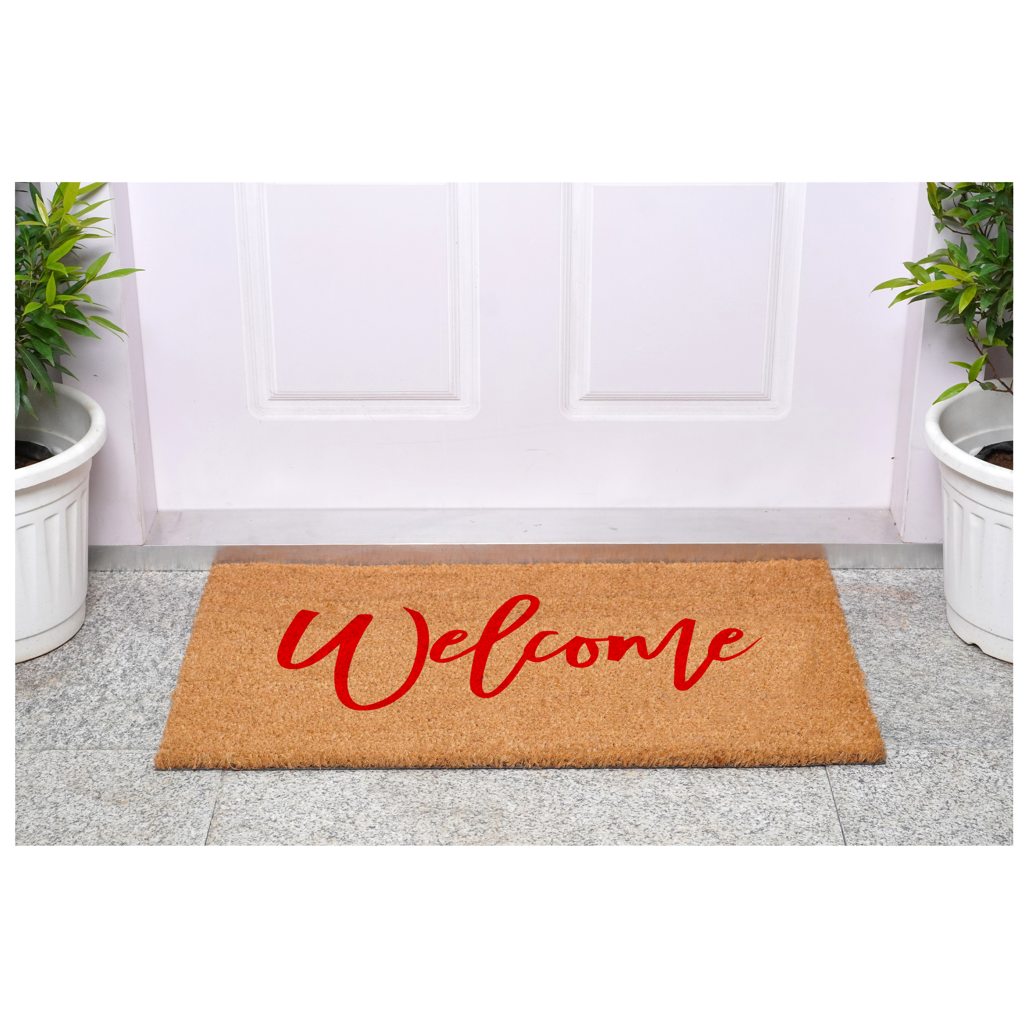 Calloway Mills 114982436 Cursive Welcome Doormat, 24" x 36", Red