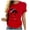 Red, variant on WREESH Womens Fashion T-Shirts Spring Summer Casual Round Neck Printed Short Sleeved T-Shirt Top Pullover Pink