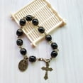 thumbnail image 3 of Fashionable Catholic Bracelet Cross Pendant Black Glass Bead Bracelet Religious Jewelry Souvenir Gift for Girl Men Women, 3 of 11