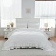 thumbnail image 4 of Move Over White Ruffle Comforter Set King Boho Bedding Sets 2 Layers White Long Ruffled Pattern Microfiber Filling Farmhouse Duvet, 4 of 7