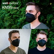 WellBefore KN95 Face Masks for Adults, 5-Layer Protection, Black, Medium,Breathable, 10-Pack