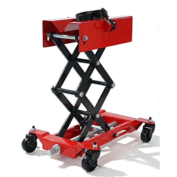 Garvee Heavy Duty Drive Jack, 450 lb Low Profile Powertrain Jack with Adjustable 7-23 in Lift, Safety Straps & 4 Swivel Wheels, Red