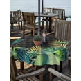 thumbnail image 2 of Outdoor Tablecloth with Umbrella Hole for Patio/Picnic/Party/Camping, Summer Botanical Waterproof Table Cloth Round Cover Washable, Tropical Monstera Palm Leaf Black (Dia 54"), 2 of 8