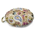 thumbnail image 1 of Abstract Round Floor Cushion with Handle, Pattern of Paisley Inspired Motifs Botanical Items Leaves Polka Dots, Pillow for Living Room & Dorms, 18" Round, Pale Camel Multicolor, by Ambesonne, 1 of 4