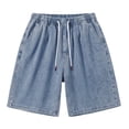 thumbnail image 3 of KeShDi Plus Size Jeans Shorts Mens Shorts Gym Shorts Summer Denim Shorts Men's Summer Style Loose Straight Tube Light Blue L, 3 of 6