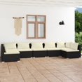 thumbnail image 1 of vidaXL 7 Piece Garden Lounge Set with Cushions Poly Rattan Black, 1 of 5