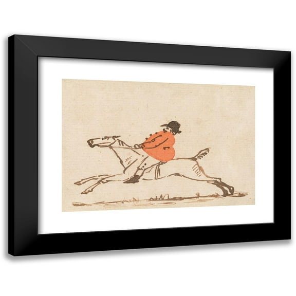 Joseph Crawhall 14x11 Black Modern Framed Museum Art Print Titled - Horse and Rider; a Stout Huntsman on a Galloping Horse