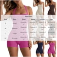 thumbnail image 5 of Pounoo Workout Sets for Women Ribbed Halter Neck Square Neck Bodysuit with High Waist Shorts Casual Gym Running Beach Matching Outfits, 5 of 5