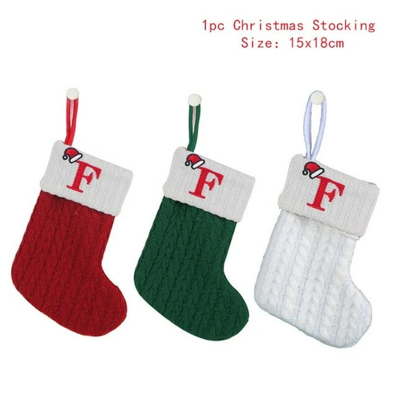 Christmas Socks Letter Snowflake Pattern Knitting Christmas Stocking Xmas Gift Bags Christmas Decorations for Home 2024 New Year