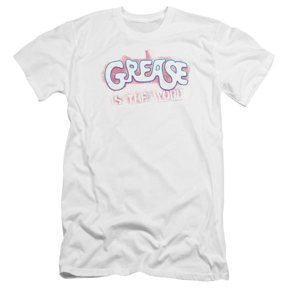 Grease Grease Is The Word Premium Adult Slim Fit 30/1 T-Shirt White